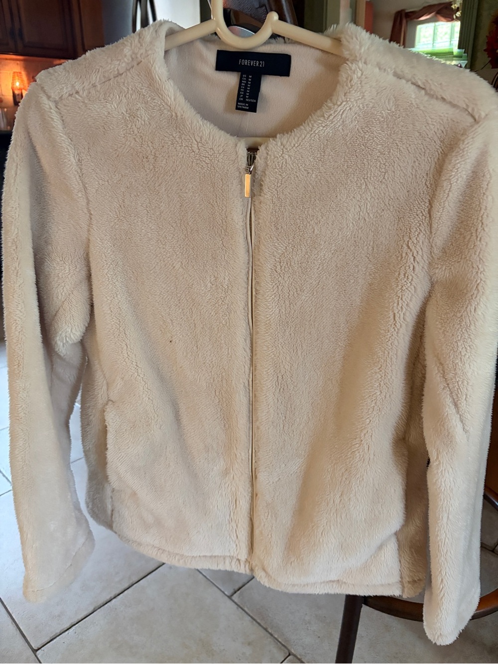 White Fuzzy Coat - Medium